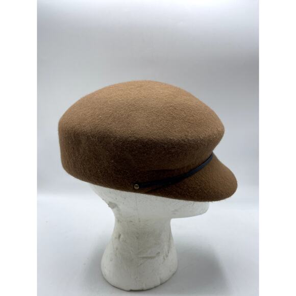 Women's 100% Wool Felt Tan / Brown Newsboy Cap Style Hat - Picture 4 of 6